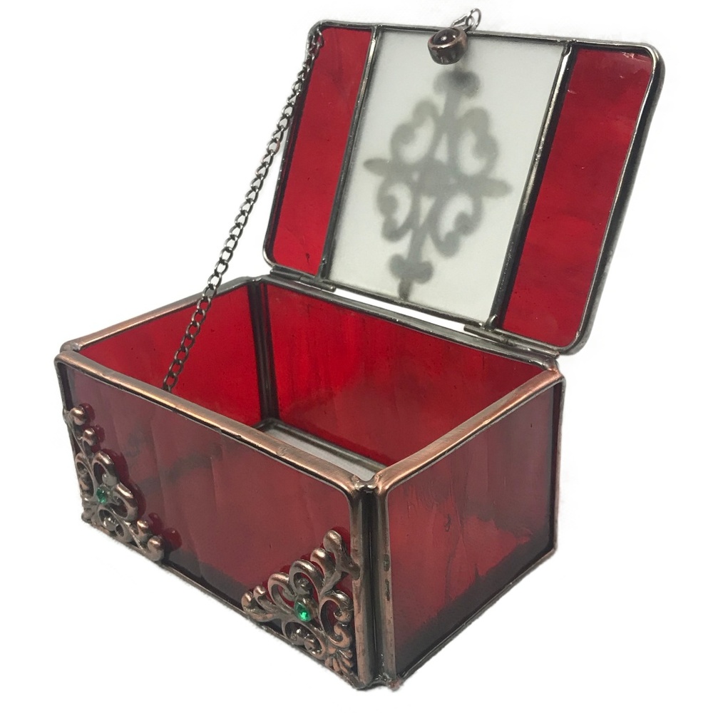 Red Glass Gothic Jewelry Box
